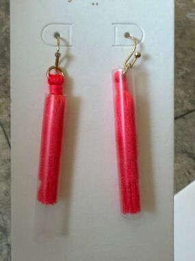 J. Crew Bright Pink/Coral Tassel Drop Earrings